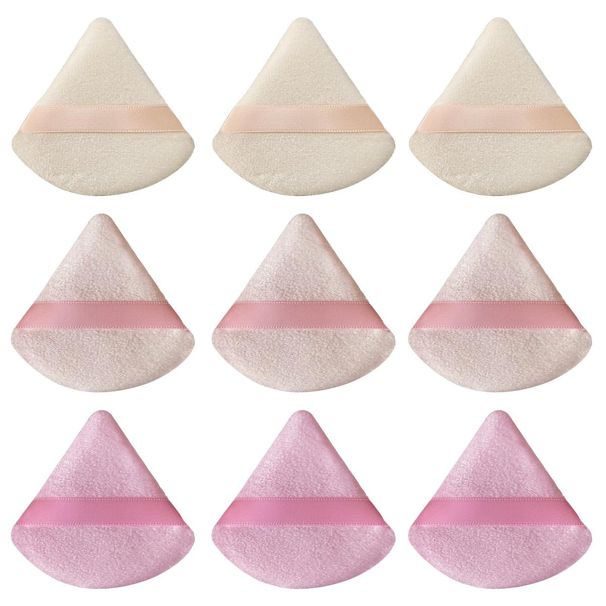 9 Pcs Pink Triangle Powder Puff Makeup Puff - Soft Synthetic Sponge for Loose Powder, Foundation, and Cosmetic Application - görsel 1