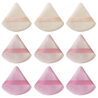 9 Pcs Pink Triangle Powder Puff Makeup Puff - Soft Synthetic Sponge for Loose Powder, Foundation, and Cosmetic Application