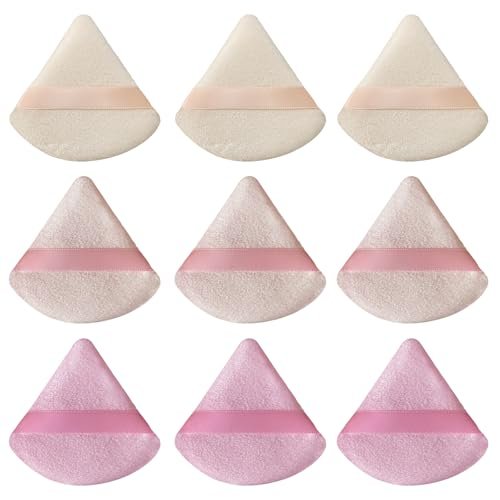 9 Pcs Pink Triangle Powder Puff Makeup Puff - Soft Synthetic Sponge for Loose Powder, Foundation, and Cosmetic Application - görsel 2