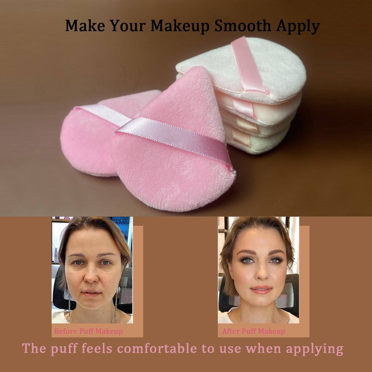 9 Pcs Pink Triangle Powder Puff Makeup Puff - Soft Synthetic Sponge for Loose Powder, Foundation, and Cosmetic Application - görsel 7