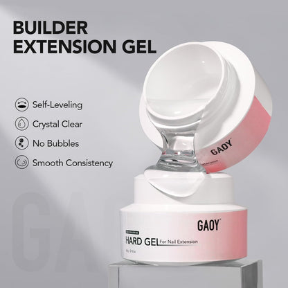 GAOY 60g Clear Hard Gel for Nail Extension - Long Lasting UV Builder Gel with Forms, Base and Top Coat Required Avelisse