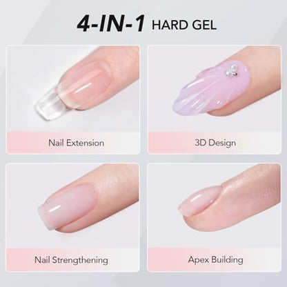 GAOY 60g Clear Hard Gel for Nail Extension - Long Lasting UV Builder Gel with Forms, Base and Top Coat Required Avelisse