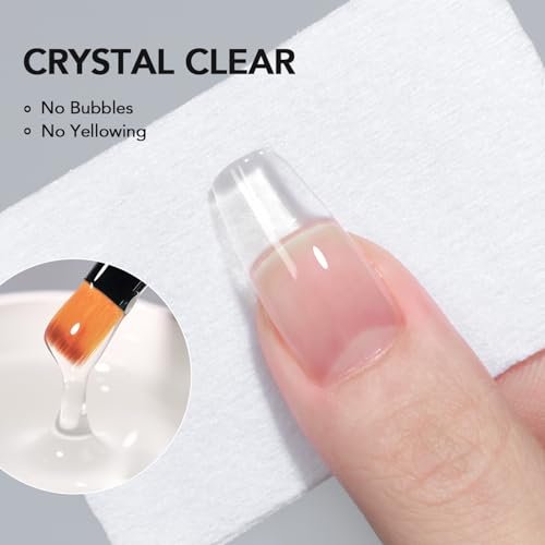 GAOY 60g Clear Hard Gel for Nail Extension - Long Lasting UV Builder Gel with Forms, Base and Top Coat Required Avelisse