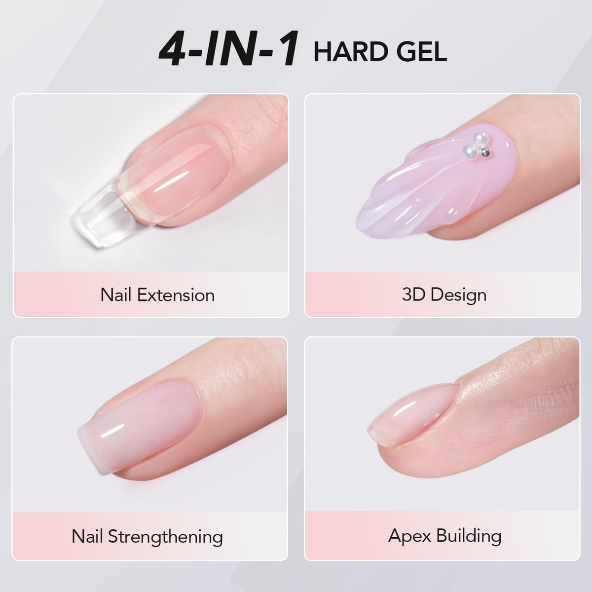 GAOY 60g Clear Hard Gel for Nail Extension - Long Lasting UV Builder Gel with Forms, Base and Top Coat Required Avelisse