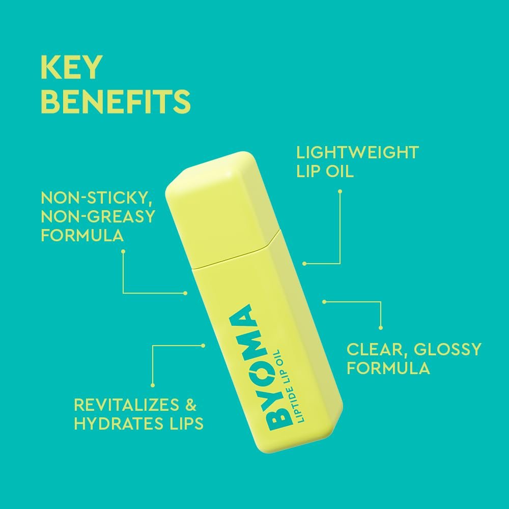 BYOMA Liptide Lip Oil - Glossy, Non-Sticky Lip Treatment with Peptides, Avocado & Tamanu Oils - Softens, Plumps, Hydrates - 0.16 oz Avelisse