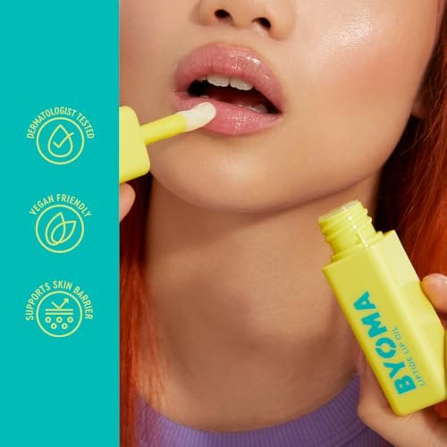 BYOMA Liptide Lip Oil - Glossy, Non-Sticky Lip Treatment with Peptides, Avocado & Tamanu Oils - Softens, Plumps, Hydrates - 0.16 oz Avelisse