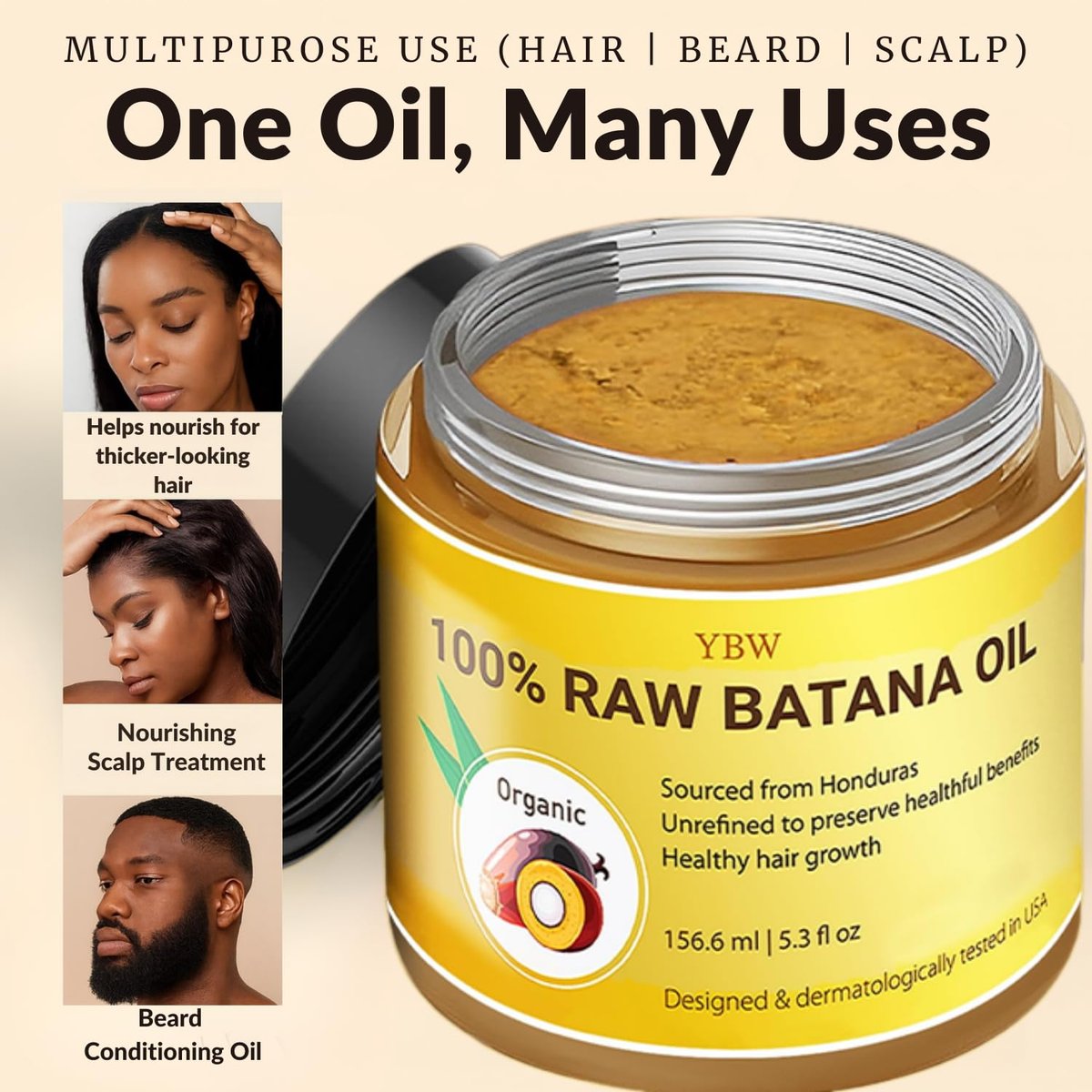 Raw Batana Oil for Hair Growth – 100% Pure & Natural Honduras Oil by Dr. Sebi Organic (5.3 oz) - görsel 9