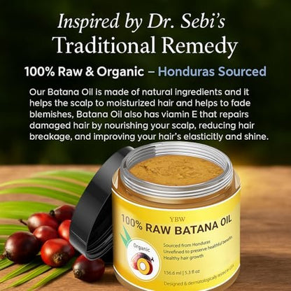 Raw Batana Oil for Hair Growth – 100% Pure & Natural Honduras Oil by Dr. Sebi Organic (5.3 oz)