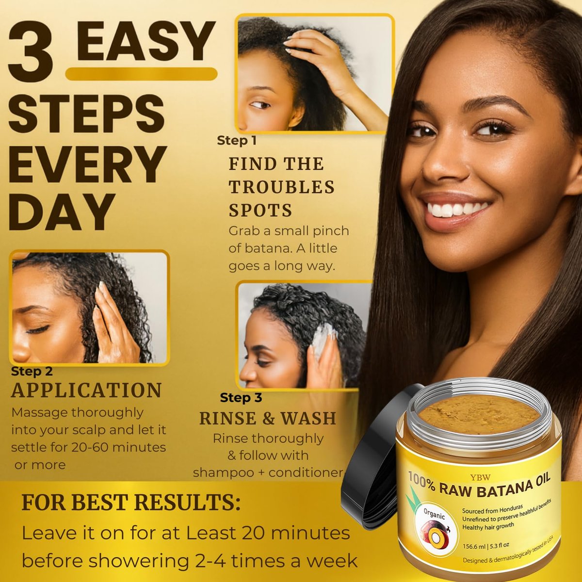 Raw Batana Oil for Hair Growth – 100% Pure & Natural Honduras Oil by Dr. Sebi Organic (5.3 oz) - görsel 5