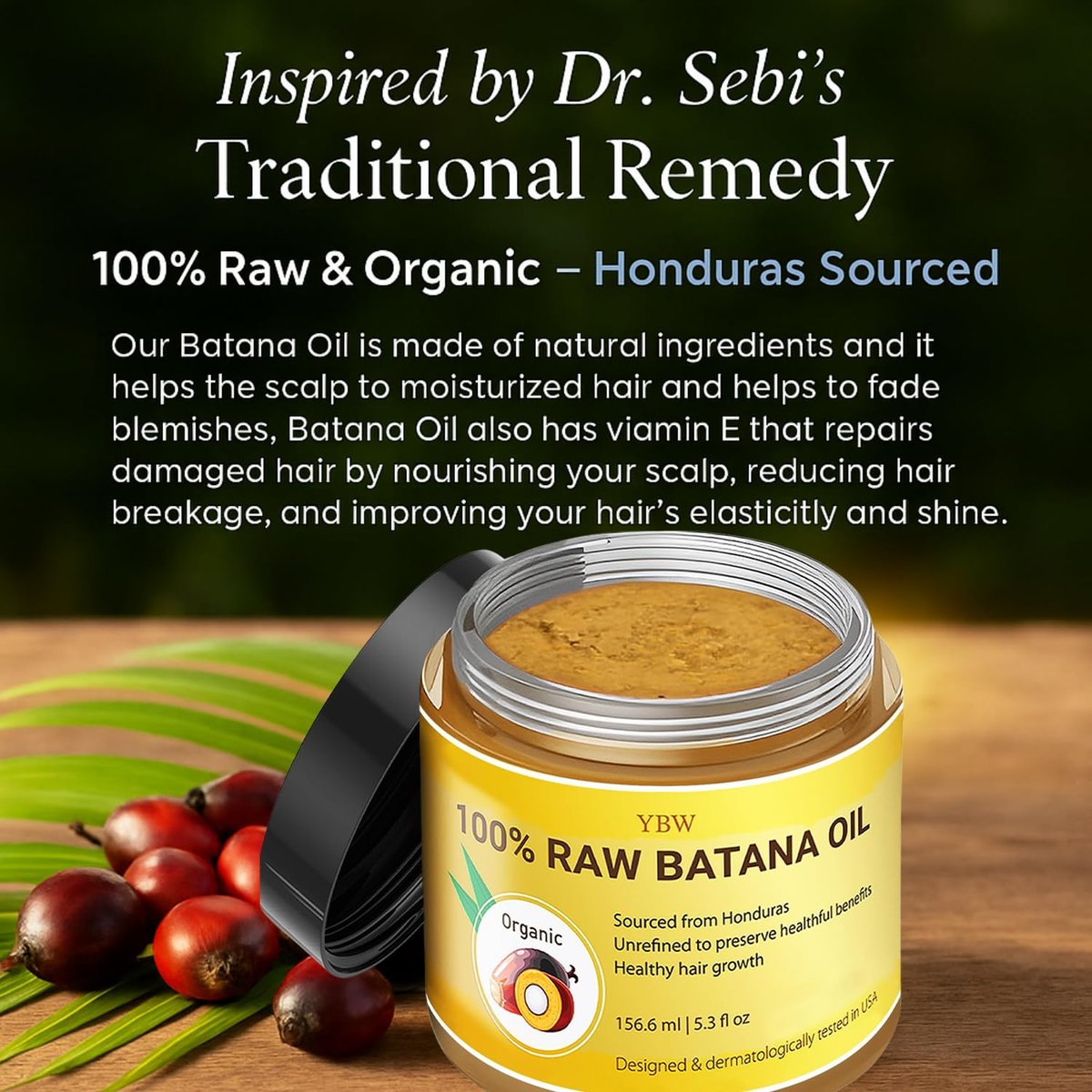 Raw Batana Oil for Hair Growth – 100% Pure & Natural Honduras Oil by Dr. Sebi Organic (5.3 oz) - görsel 3