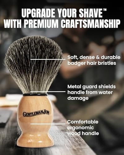Gentleman Jon Complete Shaving Brush Kit – Vintage Wet Shave Set for Men with Brush, Bowl, Soap & Stand, Barber-Style 4-Piece Gift Set Avelisse