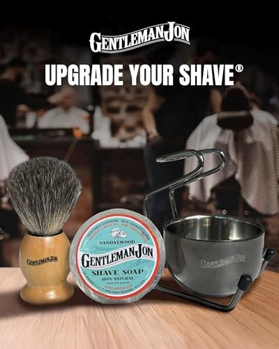 Gentleman Jon Complete Shaving Brush Kit – Vintage Wet Shave Set for Men with Brush, Bowl, Soap & Stand, Barber-Style 4-Piece Gift Set Avelisse
