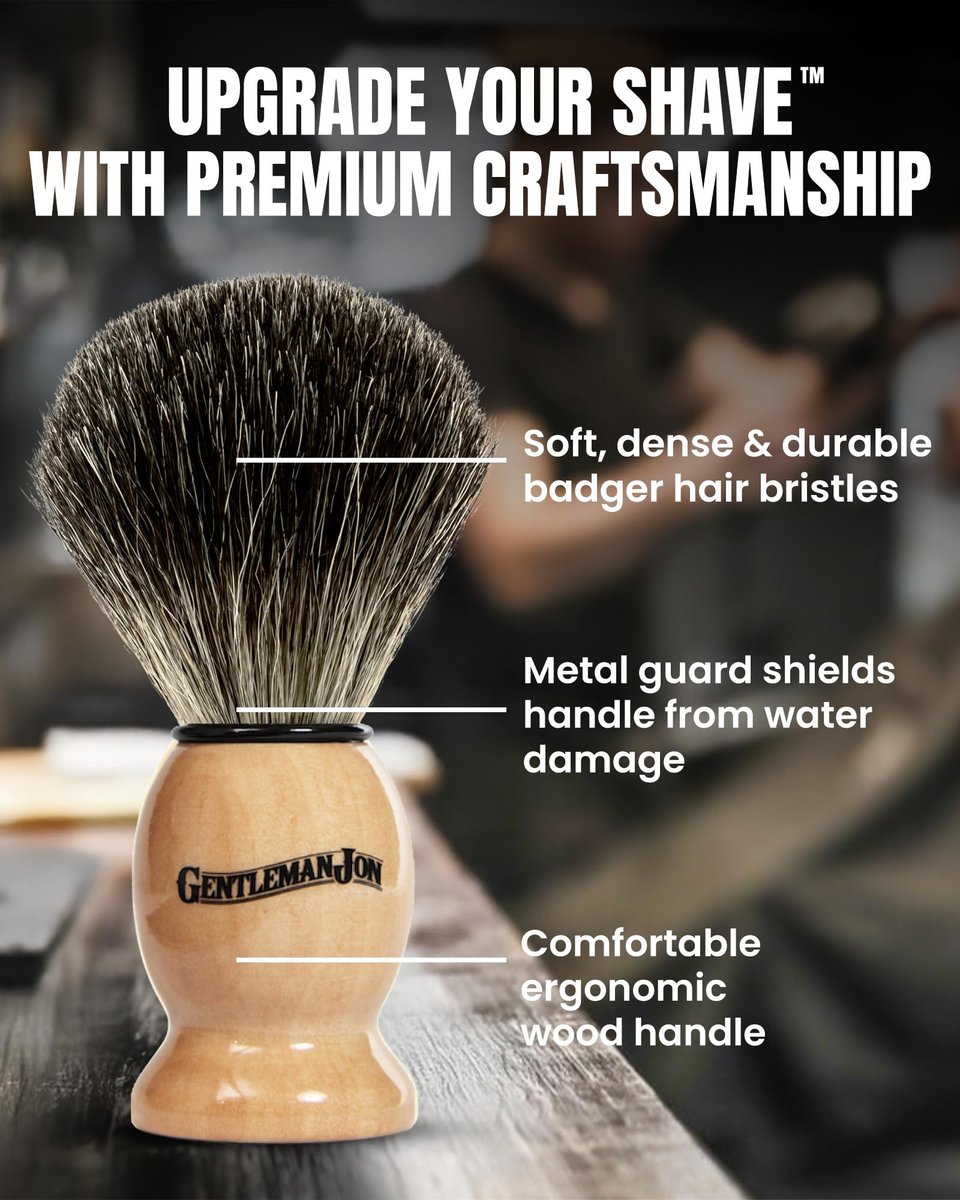 Gentleman Jon Complete Shaving Brush Kit – Vintage Wet Shave Set for Men with Brush, Bowl, Soap & Stand, Barber-Style 4-Piece Gift Set Avelisse