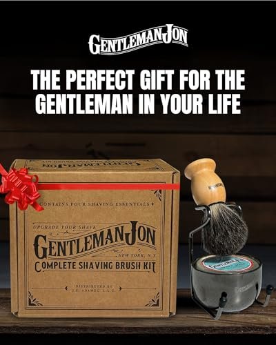 Gentleman Jon Complete Shaving Brush Kit – Vintage Wet Shave Set for Men with Brush, Bowl, Soap & Stand, Barber-Style 4-Piece Gift Set Avelisse