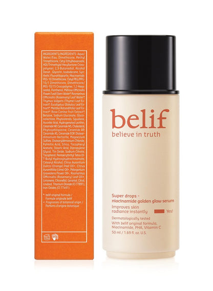 belif Vitamin C Golden Glow Serum – Brightening Luminizer & Hydrating Primer with Niacinamide & PHA Avelisse