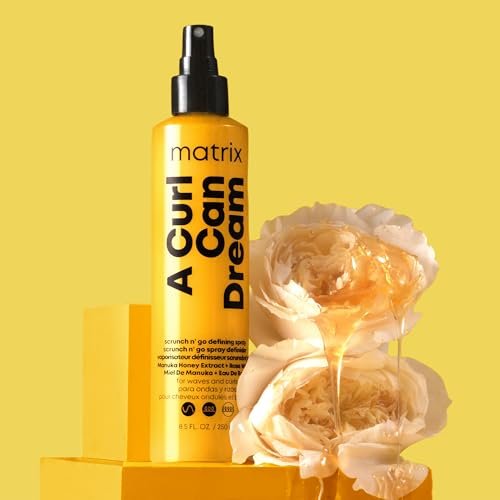 Matrix A Curl Can Dream Scrunch N' Go Defining Spray for Wavy and Curly Hair - Frizz Control & Heat Protection with Manuka Honey Extract, 8.5 Fl Oz Avelisse