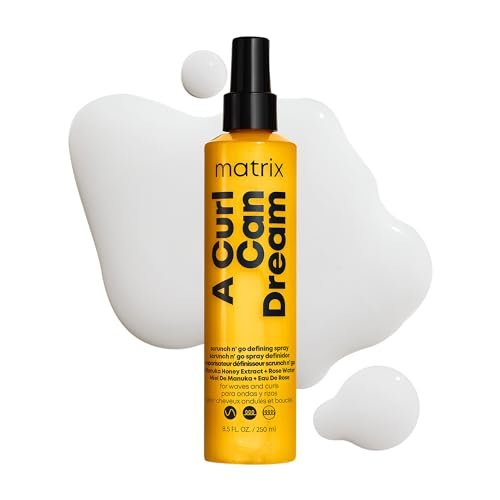 Matrix A Curl Can Dream Scrunch N' Go Defining Spray for Wavy and Curly Hair - Frizz Control & Heat Protection with Manuka Honey Extract, 8.5 Fl Oz Avelisse