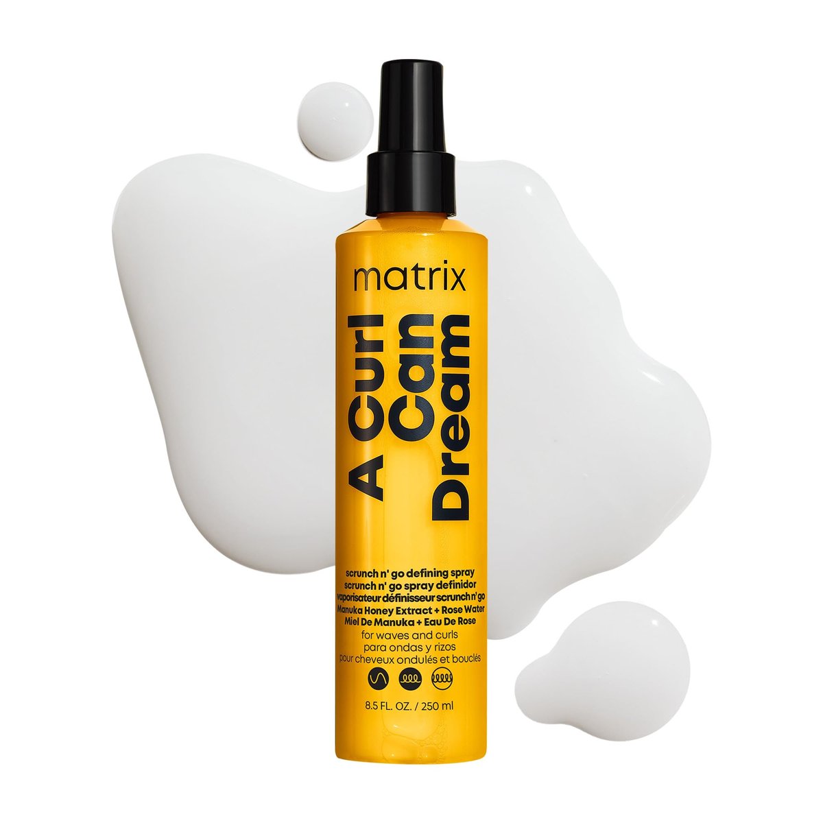 Matrix A Curl Can Dream Scrunch N' Go Defining Spray for Wavy and Curly Hair - Frizz Control & Heat Protection with Manuka Honey Extract, 8.5 Fl Oz Avelisse