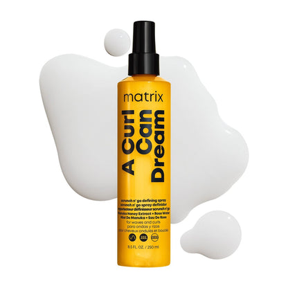 Matrix A Curl Can Dream Scrunch N' Go Defining Spray for Wavy and Curly Hair - Frizz Control & Heat Protection with Manuka Honey Extract, 8.5 Fl Oz Avelisse