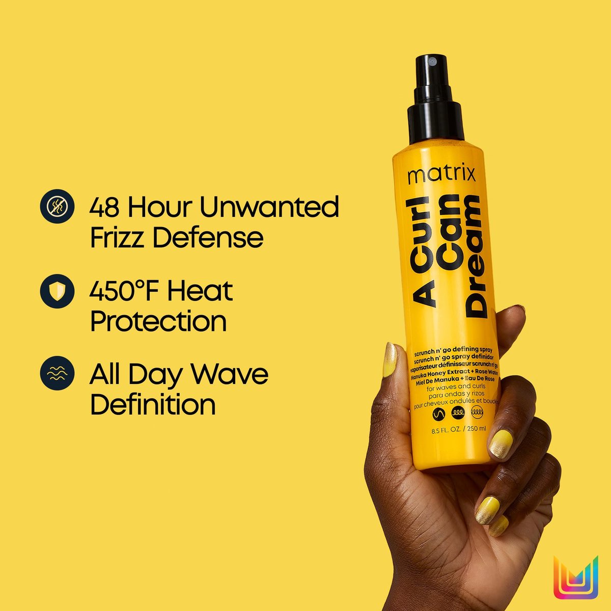 Matrix A Curl Can Dream Scrunch N' Go Defining Spray for Wavy and Curly Hair - Frizz Control & Heat Protection with Manuka Honey Extract, 8.5 Fl Oz Avelisse
