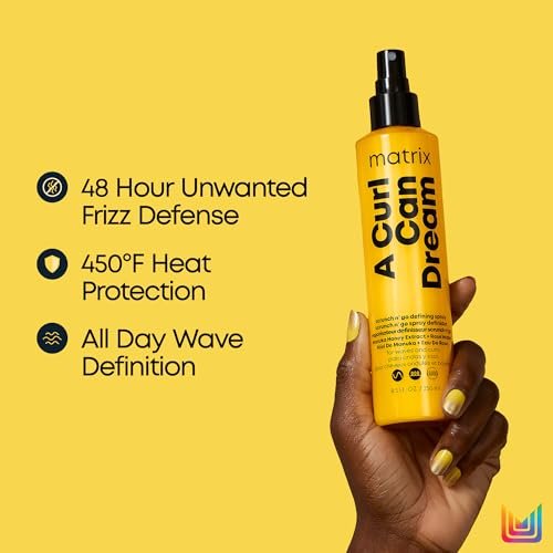 Matrix A Curl Can Dream Scrunch N' Go Defining Spray for Wavy and Curly Hair - Frizz Control & Heat Protection with Manuka Honey Extract, 8.5 Fl Oz Avelisse