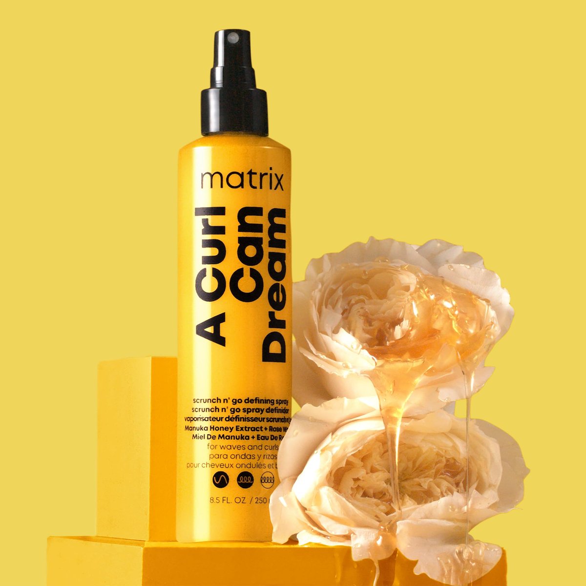 Matrix A Curl Can Dream Scrunch N' Go Defining Spray for Wavy and Curly Hair - Frizz Control & Heat Protection with Manuka Honey Extract, 8.5 Fl Oz Avelisse
