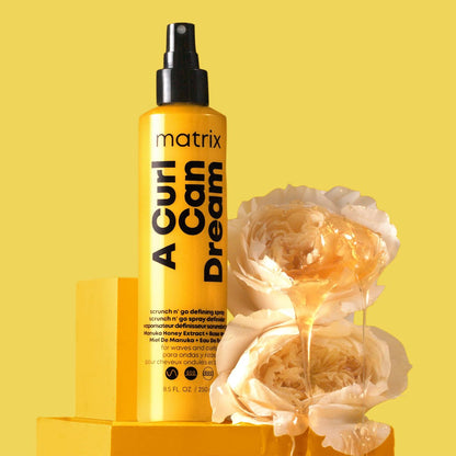 Matrix A Curl Can Dream Scrunch N' Go Defining Spray for Wavy and Curly Hair - Frizz Control & Heat Protection with Manuka Honey Extract, 8.5 Fl Oz Avelisse
