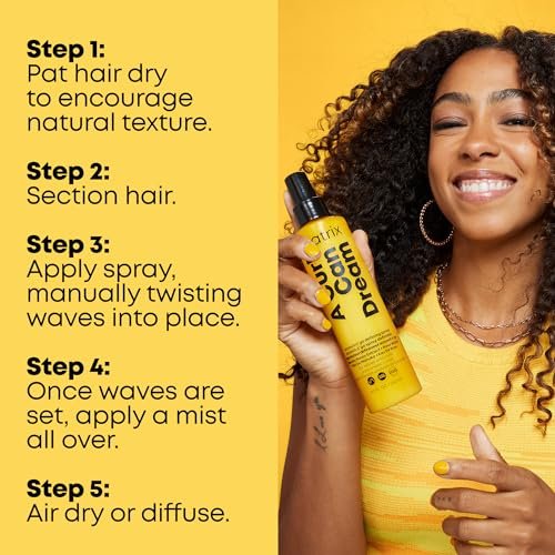 Matrix A Curl Can Dream Scrunch N' Go Defining Spray for Wavy and Curly Hair - Frizz Control & Heat Protection with Manuka Honey Extract, 8.5 Fl Oz Avelisse
