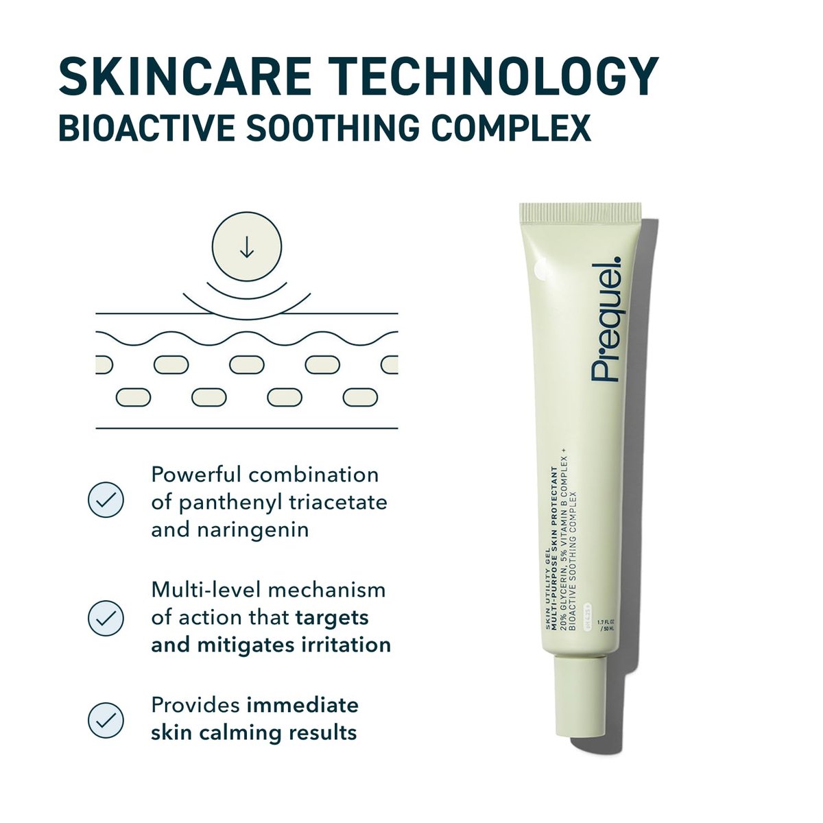 Prequel Skin Utility Gel – Moisturizing Protectant with 20% Glycerin, Lightweight Face and Body Cream for Dry Skin & Cracked Hands, 1.7 Fl Oz Avelisse