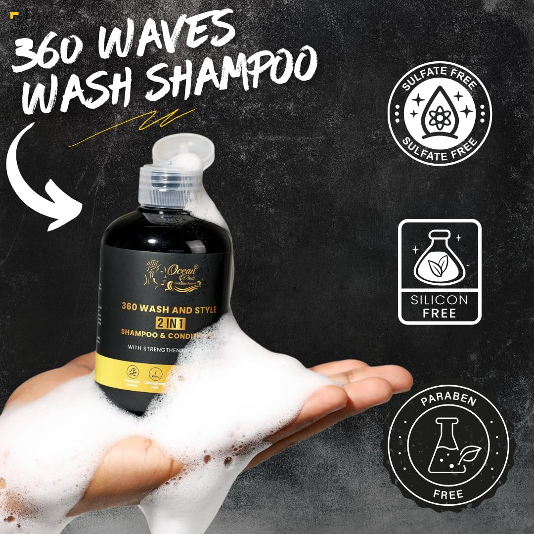 Ocean View Deep Waves Pomade 360 Waves Wash Shampoo - 6.7 fl oz for Defined Waves and Healthy Hair Avelisse