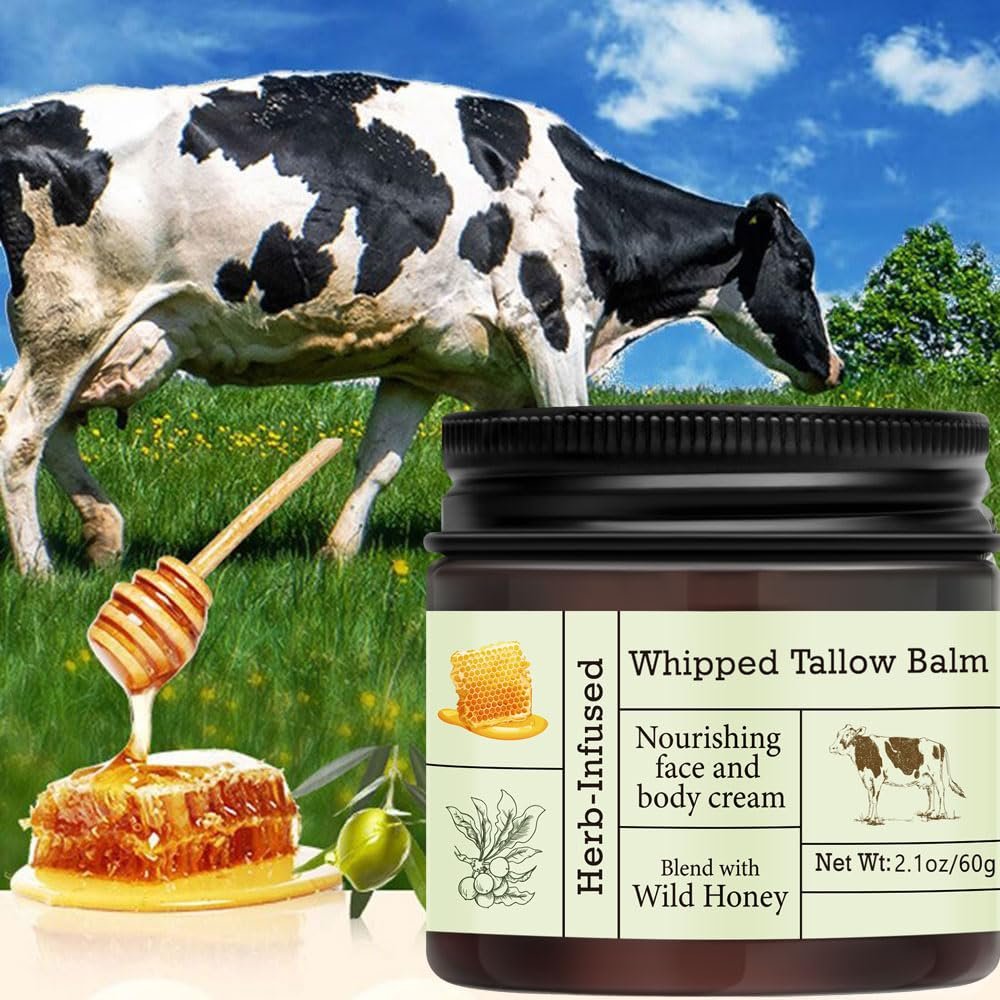 URQT Organic Grass-Fed Whipped Beef Tallow and Honey Balm - Deeply Moisturizing Face & Body Moisturizer for Soft, Supple Skin - görsel 9
