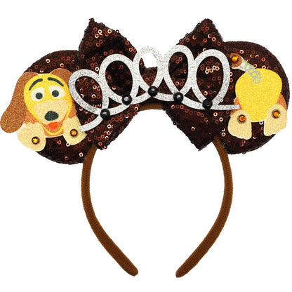ZHENNAN Glitter Mouse Ears Headband – Brown Slinky Dog Bows Ears, Adjustable Unisex Costume Headwear for Adults Avelisse