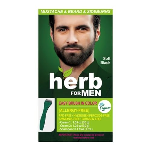 Herb Speedy Herb For Men Mustache & Beard Dye – Soft Black (1 Pack) – PPD-Free, Ammonia-Free, Vegan & Gentle for Sensitive Skin Avelisse