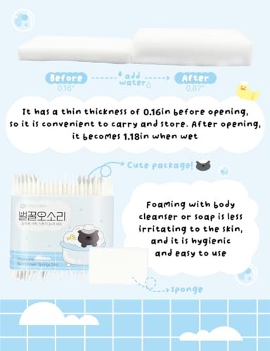 KULOSORY Disposable Bath Sponge White 24-Pack – Portable Travel & Camping Shower Supplies Avelisse