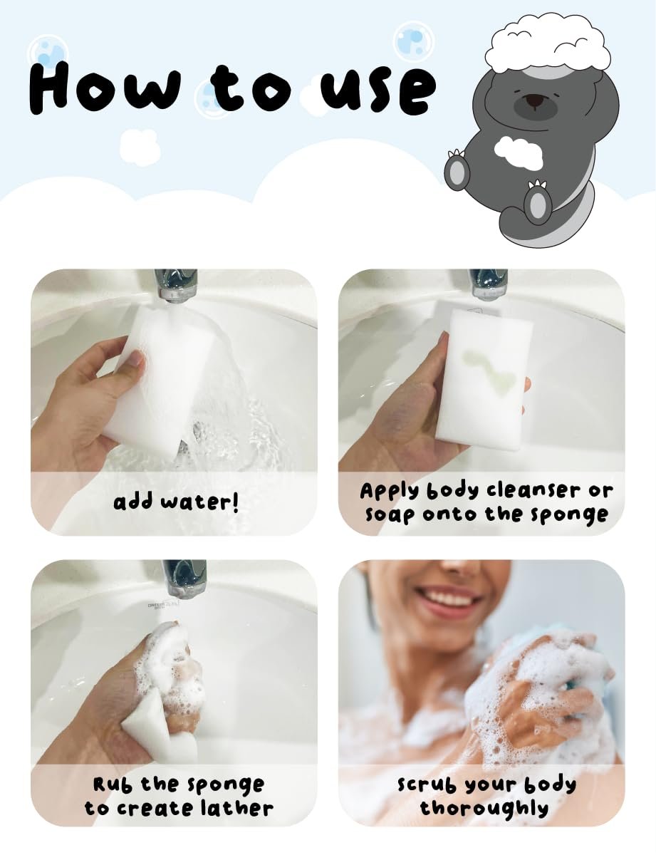 KULOSORY Disposable Bath Sponge White 24-Pack – Portable Travel & Camping Shower Supplies Avelisse