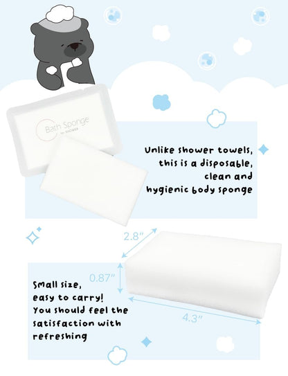 KULOSORY Disposable Bath Sponge White 24-Pack – Portable Travel & Camping Shower Supplies Avelisse