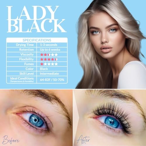 Professional Semi Permanent Eyelash Extension Glue - 5ml Black, 1-3s Drying Time, 5-6 Week Retention, Latex Free Avelisse
