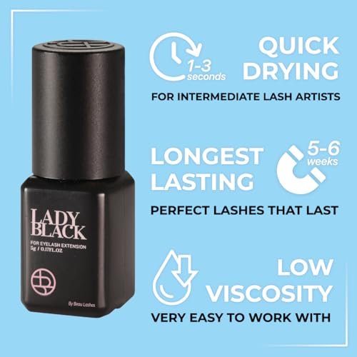 Professional Semi Permanent Eyelash Extension Glue - 5ml Black, 1-3s Drying Time, 5-6 Week Retention, Latex Free Avelisse