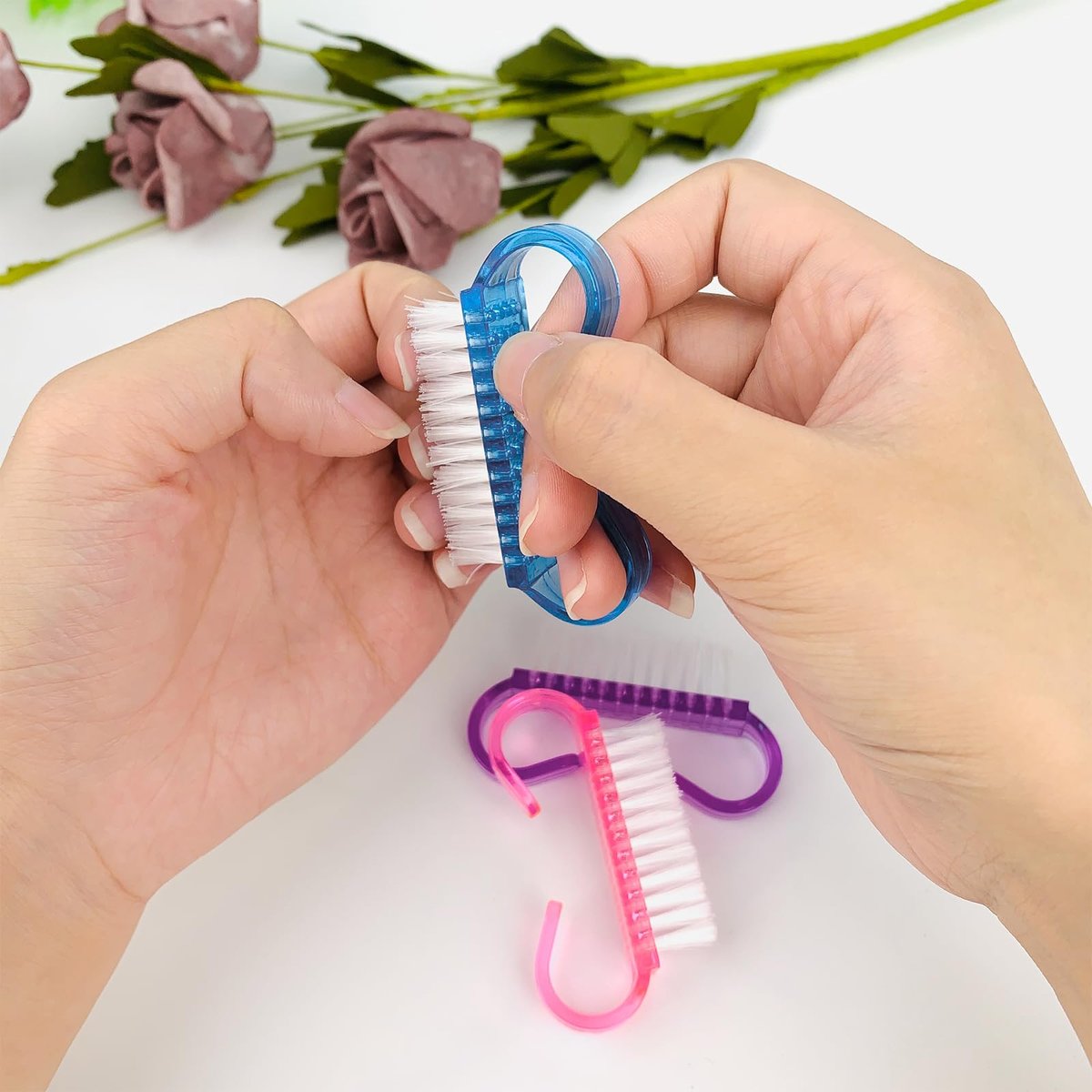 4 Pack Handle Grip Nail Brushes - Colorful Mini Fingernail Brush for Hand Scrub Cleaning - for Women and Men - görsel 5