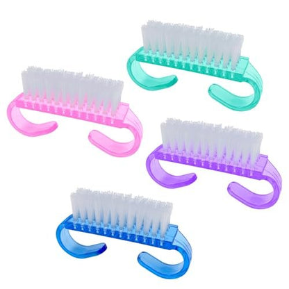 4 Pack Handle Grip Nail Brushes - Colorful Mini Fingernail Brush for Hand Scrub Cleaning - for Women and Men