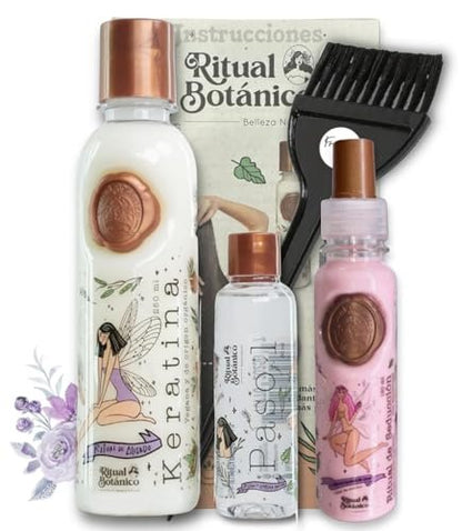 Keratina Ritual Botanico Organic Vegan Progressive Hair Straightening Kit - 250ml + 120ml Thermo Protector with Applicator Brush & Instructions Avelisse