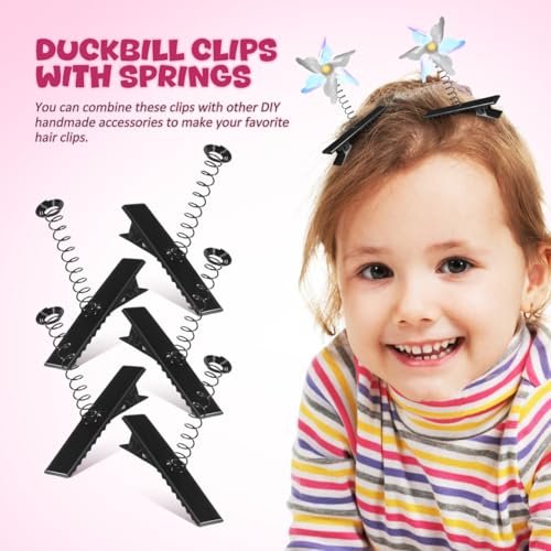 Abaodam 100Pcs Metal Duckbill Hair Clips with Spring - Black Alligator Clips for DIY Bows, Crafts & Rave Sprouts Avelisse