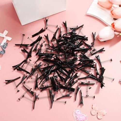 Abaodam 100Pcs Metal Duckbill Hair Clips with Spring - Black Alligator Clips for DIY Bows, Crafts & Rave Sprouts Avelisse