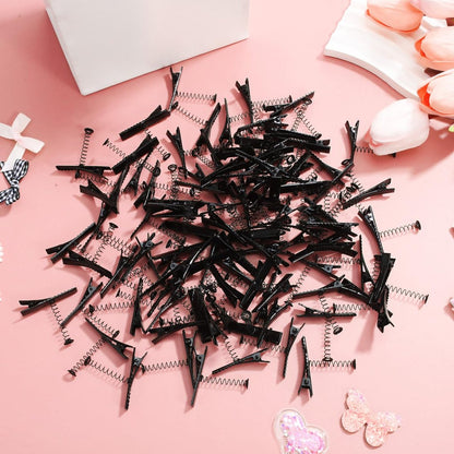 Abaodam 100Pcs Metal Duckbill Hair Clips with Spring - Black Alligator Clips for DIY Bows, Crafts & Rave Sprouts Avelisse