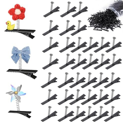 Abaodam 100Pcs Metal Duckbill Hair Clips with Spring - Black Alligator Clips for DIY Bows, Crafts & Rave Sprouts Avelisse