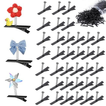 Abaodam 100Pcs Metal Duckbill Hair Clips with Spring - Black Alligator Clips for DIY Bows, Crafts & Rave Sprouts Avelisse