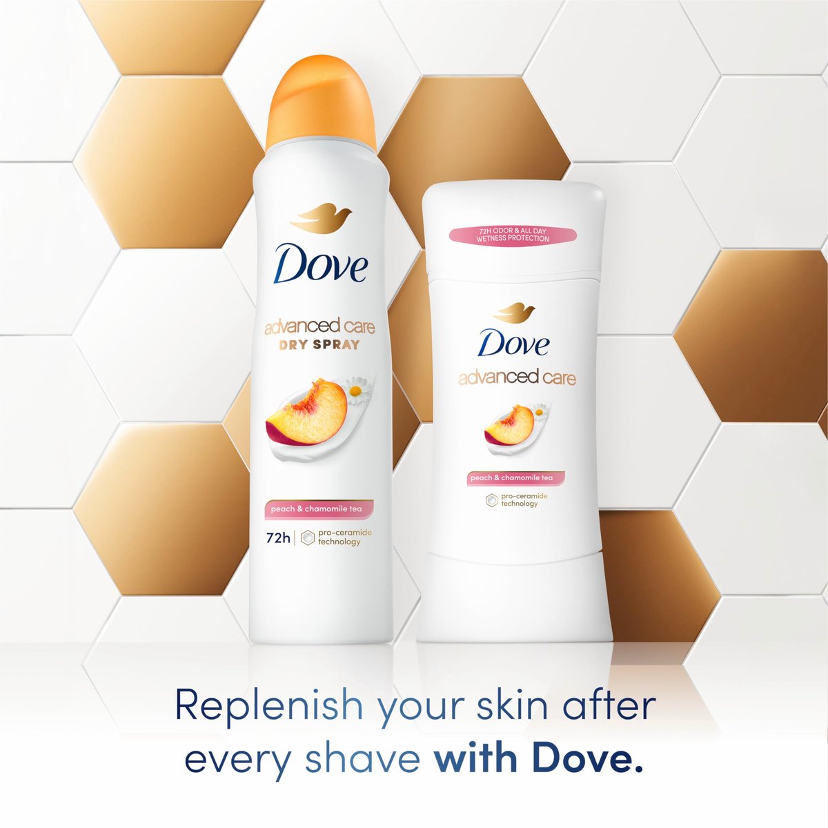 Dove Advanced Care Antiperspirant Deodorant Stick, Peach & Chamomile Tea, 2.6 oz (Pack of 4) Avelisse