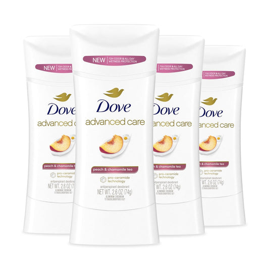 Dove Advanced Care Antiperspirant Deodorant Stick, Peach & Chamomile Tea, 2.6 oz (Pack of 4) Avelisse