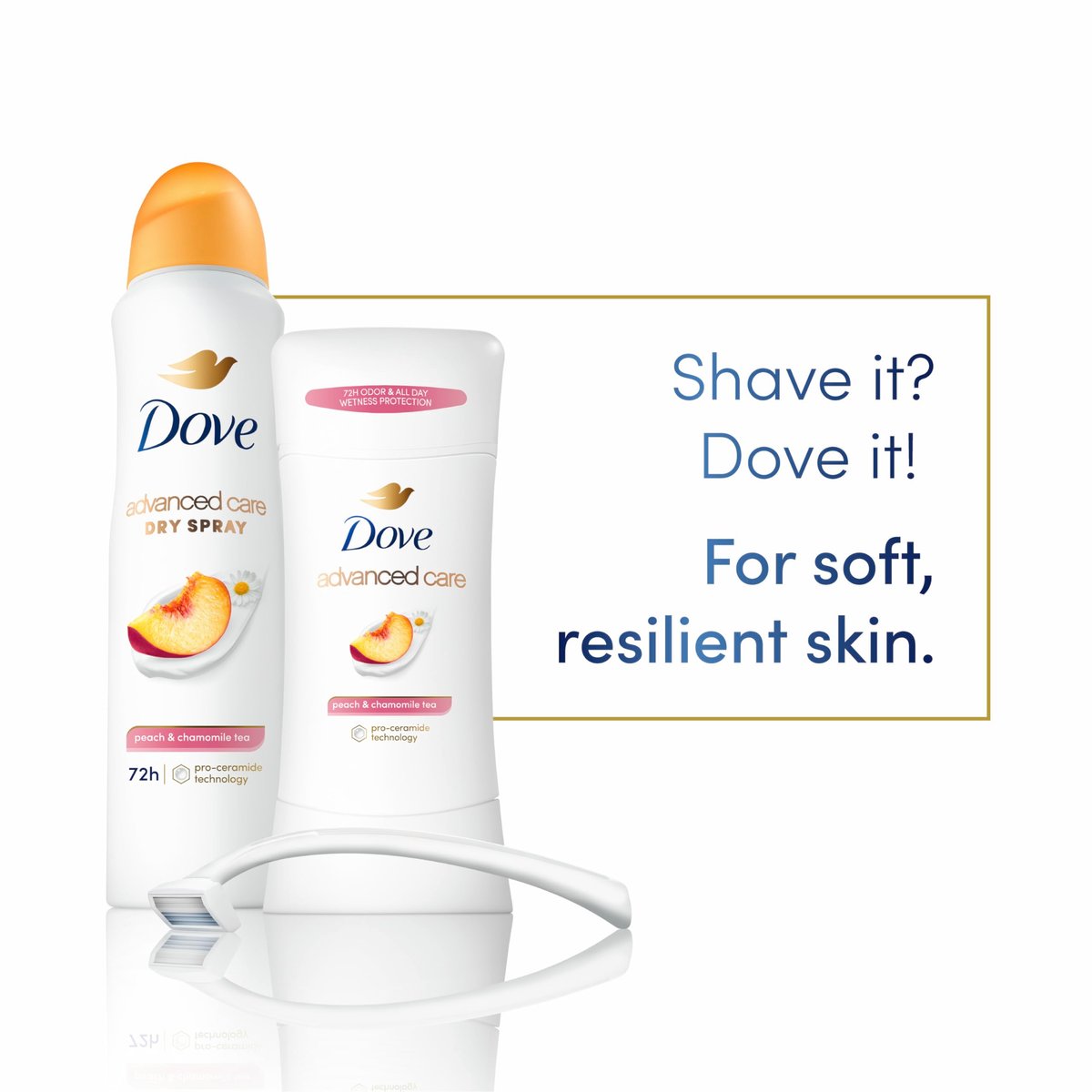Dove Advanced Care Antiperspirant Deodorant Stick, Peach & Chamomile Tea, 2.6 oz (Pack of 4) Avelisse