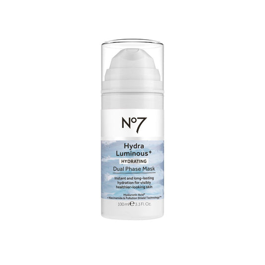 No7 HydraLuminous+ Hydrating Dual Phase Face Mask with Hyaluronic Acid and Niacinamide for Skin Barrier Repair and Radiant-Looking Skin, 3.5 Fl Oz